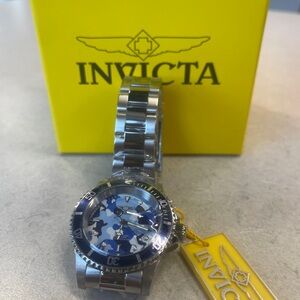 Invicta Pro Diver Blue Camouflage Dial Silver Watch 40mm